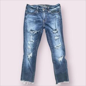 American Eagle Outfitters Blue Straight Leg Cropped Jeggings